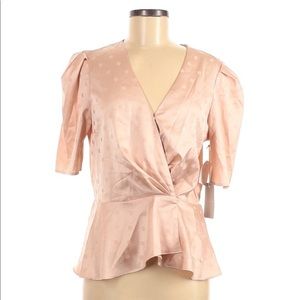 Chelsea 28 Satin Mauve Polka Dot Blouse Size M